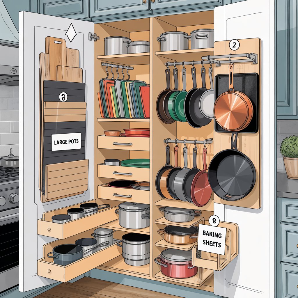 How To Organize Kitchen Cabinets Pots And Pans